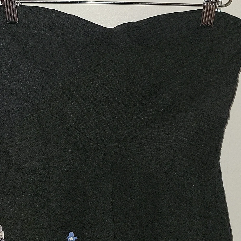 KimChi Blue Floral Strapless Black Dress SZ M - Picture 2 of 5